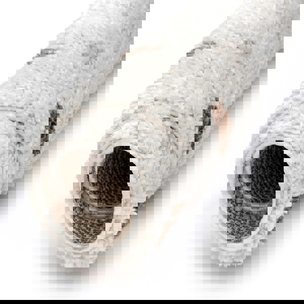 Moodi Shaggy Cream/Brown Rug, Dots design, Underfloor heating | THE RUGS