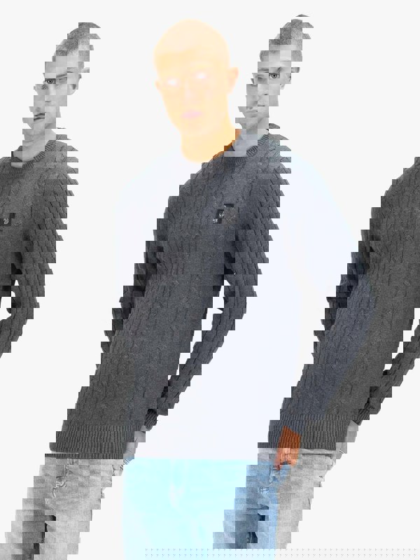 Luke 1977 Mitcham Cable Knit Jumper - Charcoal