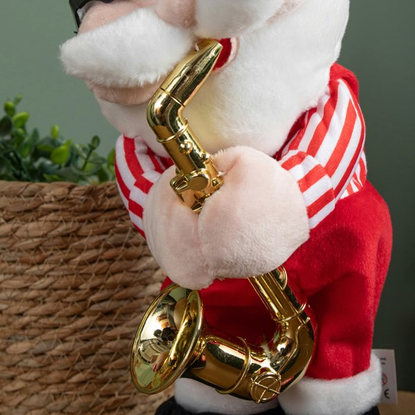 Samuel Alexander 35cm Battery Powered Animated and Singing Santa with Saxophone Decoration