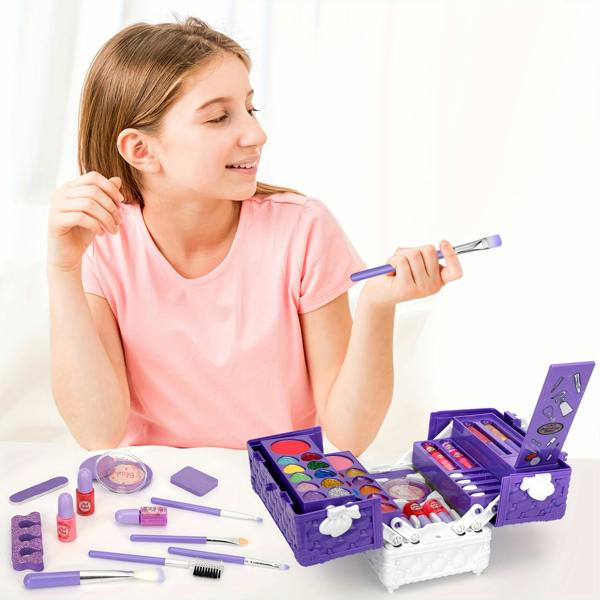 45-Piece Makeup Play Set with Washable Makeup Brushes