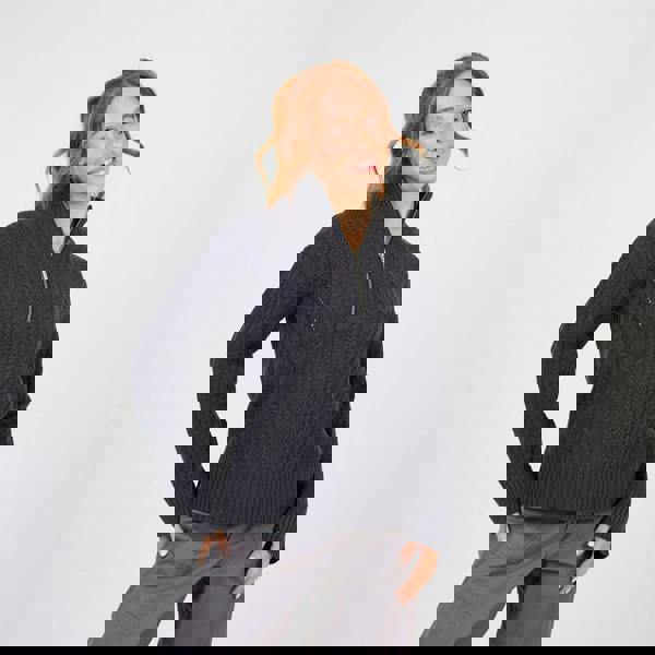 Brave Soul Charcoal Half Zip Cable Knit Jumper - Charcoal Image 1