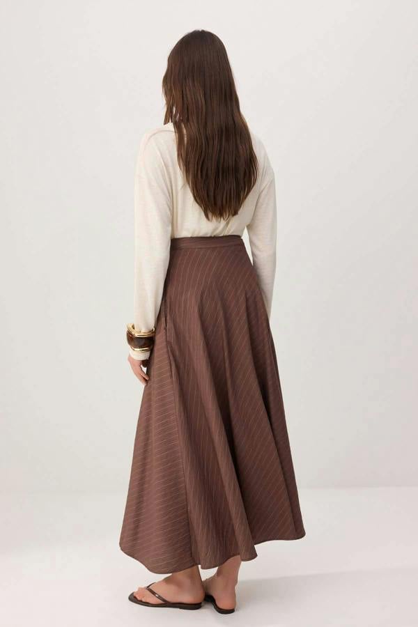 High Waist A-Line Maxi Skirt