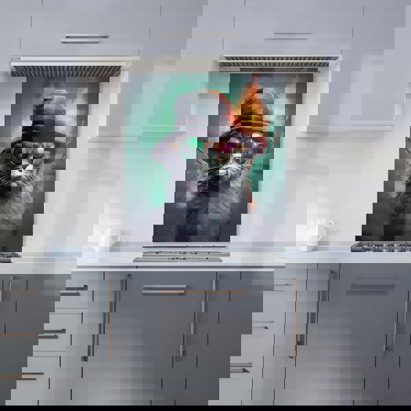 Warren Reed - Designer Fiery Cat In A Hat Kitchen Splashback