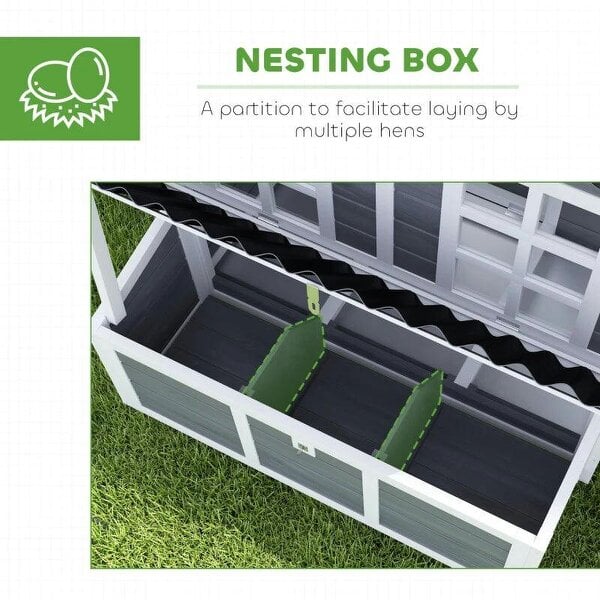 Wooden Chicken Coop with Nesting Box, Slide-Out Tray, Perches, for 2-4 Chickens, 100 x 86 x 100cm