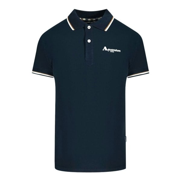 Aquascutum London Tipped Polo Shirt - Navy Blue