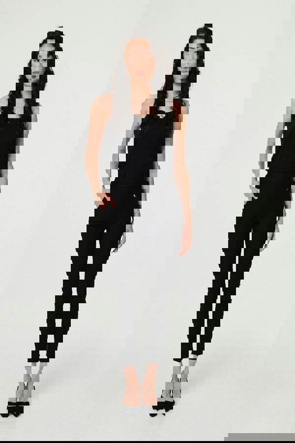 Black | Stretch High Waist Slim Cropped Trousers
