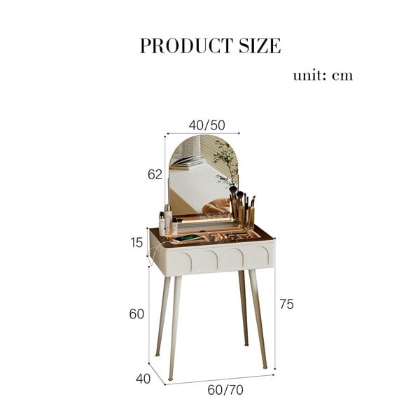 Aisha Slimline Dressing Table For Narrow Space, Cream-Rit Concept-Rit Concept