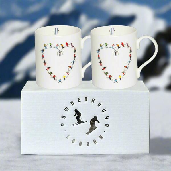 Powderhound Love Heart Ski Mug