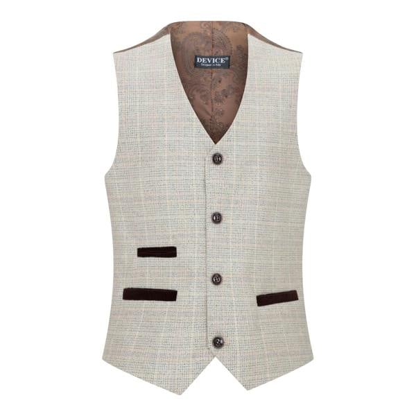 Paul Andrew Boys 3 Piece Beige Tweed Check Vintage Retro Suit