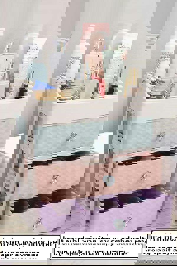 Living and Home 4 Tier Cosmetic Storage Makeup Organizer Box for Dresser Bathroom Bedroom