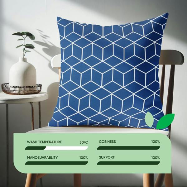 Gardenwize Pack of 2 Blue Cube Cushion Covers