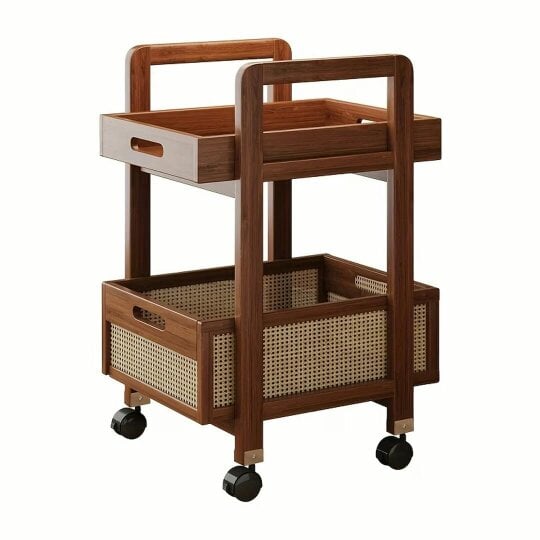 Havendro Multi-functional Wooden Storage Cart with Wheels for Snacks and Essentials