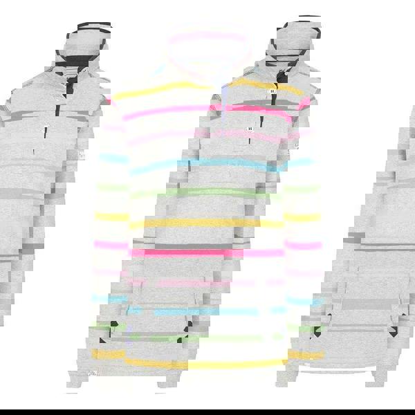 Lazy Jacks Women's Striped Button Neck Winter Sweatshirt - Multicoloured