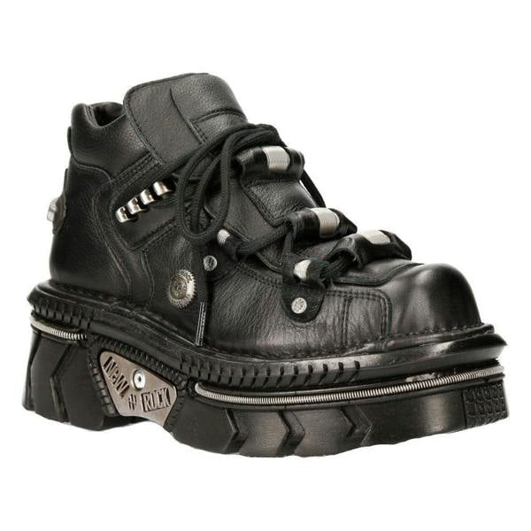 New Rock Unisex Metallic Black Leather Gothic Techno Boots- M-215-S6