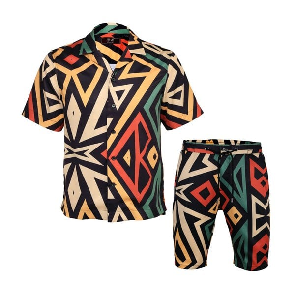 David WeJ Geo Print 2 Piece Set - Black Green