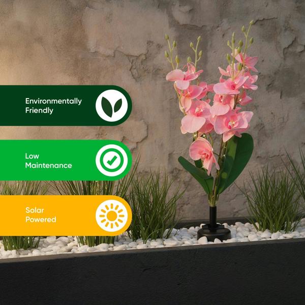 Gardenwize Solar Orchid Stake Light – 30 Warm White LED Garden Light