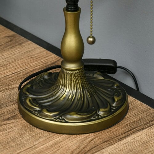 Wyld Haus Nofilu Glass And Metal Green Vintage Style Stained Glass Table Lamp