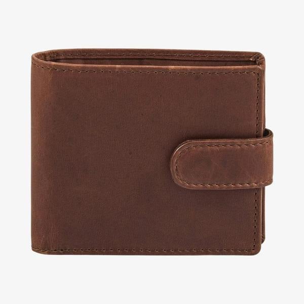Cognac oil pull up leather wallet for men front view 