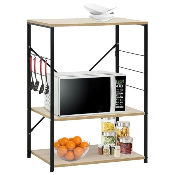 Berkfield Microwave Cabinet Black and Oak 60x39.6x79.5 cm Engineered Wood