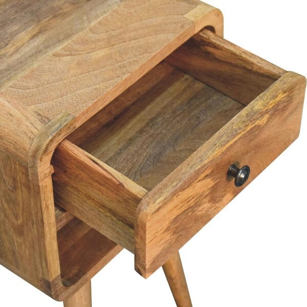 Wyld Haus Parma Small Oak Mango Wood Curve Low Bedside Table