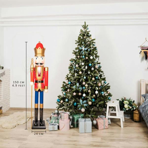 150cm Wooden Christmas Nutcracker Soldier Ornament, Hand-Painted Wood Festive Decoration image 6
