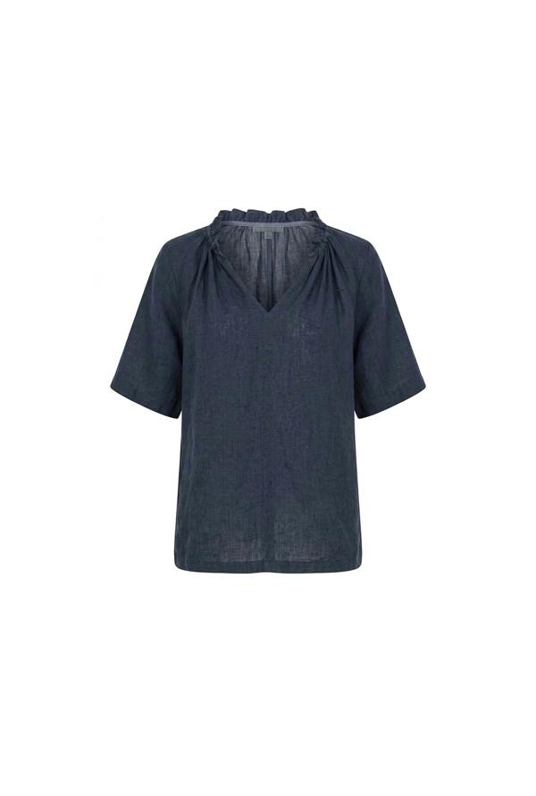 James Lakeland Navy Pure Linen Blouse