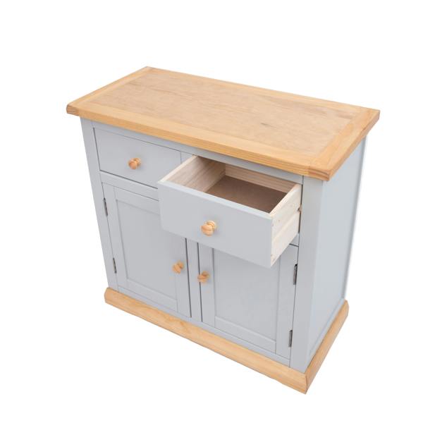 Cabinet Bits Bomporto Light Grey 2 Drawer 2 Door Sideboard Wood Knob