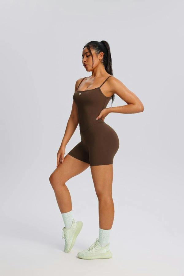 Anniou Adjustable Sling Yoga Bodysuit - Brown