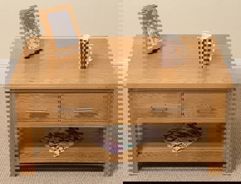 That's Furniture Oslo Solid Oak Coffee Table with 2 Drawers