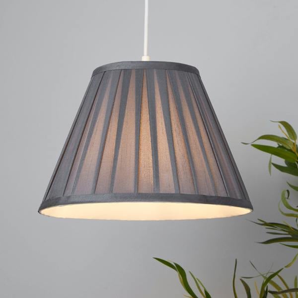 TAPER PLEAT SILK SHADE 30CM CHARCOAL