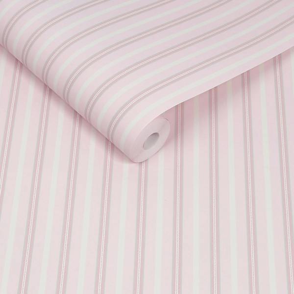 Cath Kidston Stitched Stripe Pink Wallpaper