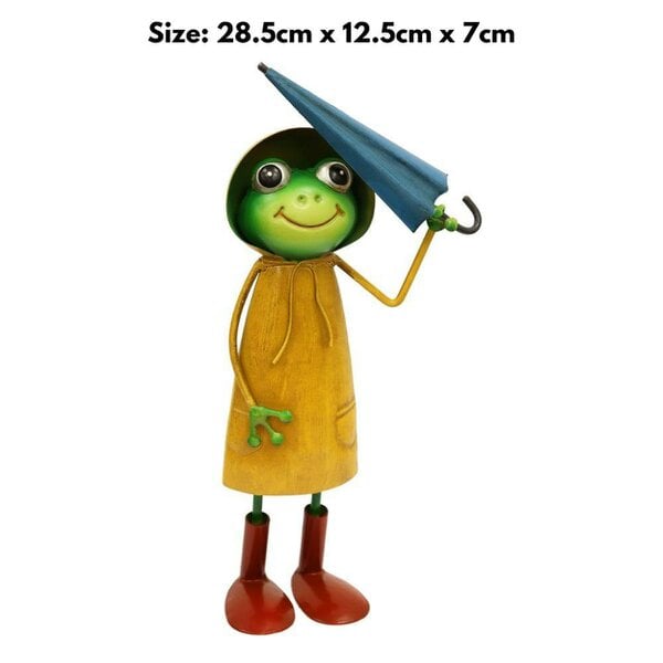 EDH Door Hardware Small Metal Yellow Soggy Froggy (28.5cm x 12.5cm x 7cm) – Quirky Handcrafted Frog Garden Ornament –  Metal Frog Statue for Outdoor