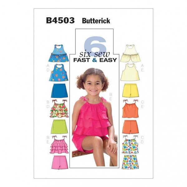 Butterick Sewing Pattern 4503, Shorts, Skirts, Tops for Kids, Baby, Ages 2-3-4-5 - Easy