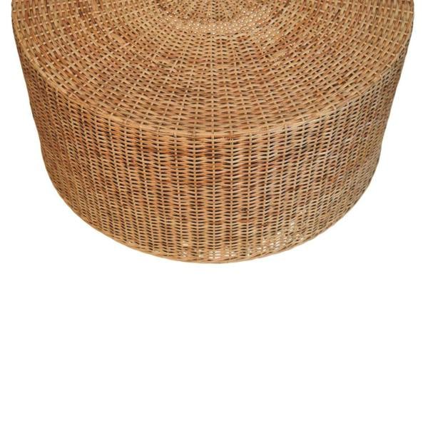 Artisan Furniture Solid Wood Regency Round Woven Coffee Table, Beige