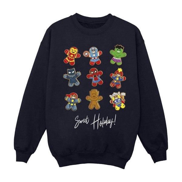 Marvel Boys Gingerbread Avengers Sweatshirt - Navy Blue