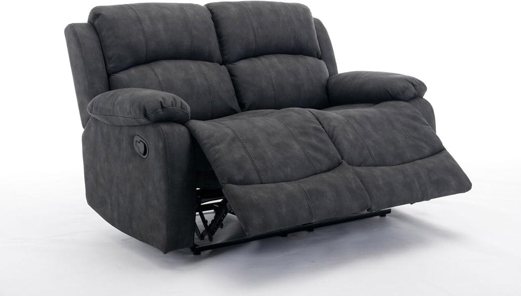 Furniture One Recliner Sofa, Leathaire Fabric Manual Recliner Armchair 105–135 Degrees Recliner Padded Sofa with Adjustable Backrest and Footrest
