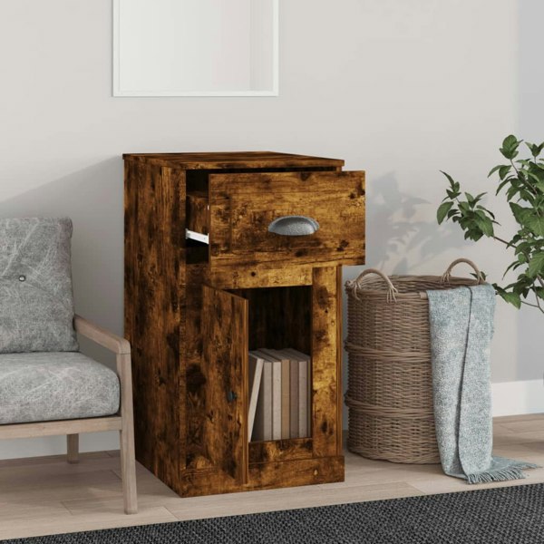 Berkfield Side Cabinet with Drawer Smoked Oak 40x50x75 cm Engineered Wood