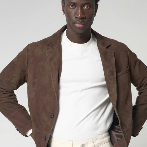 Barneys Originals Men's Real Suede Blazer Jacket in Brown