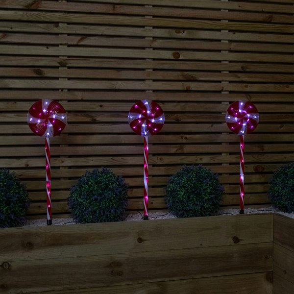Samuel Alexander 58cm Light up Red and White Candy Pop Christmas Pathfinders with 63 White LEDs