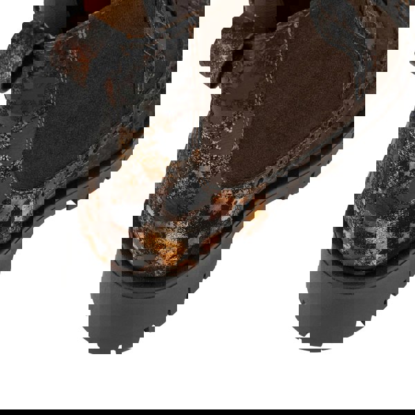 Embassy London Hatter Platform - Brown Metal - Women's Leather and brushed nubuck suede Ankle Lace-up Boot with chunky cleated sole