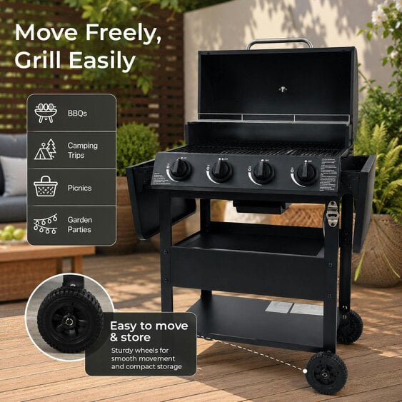 Neo Black Steel 4 Burner Gas Outdoor BBQ Grill