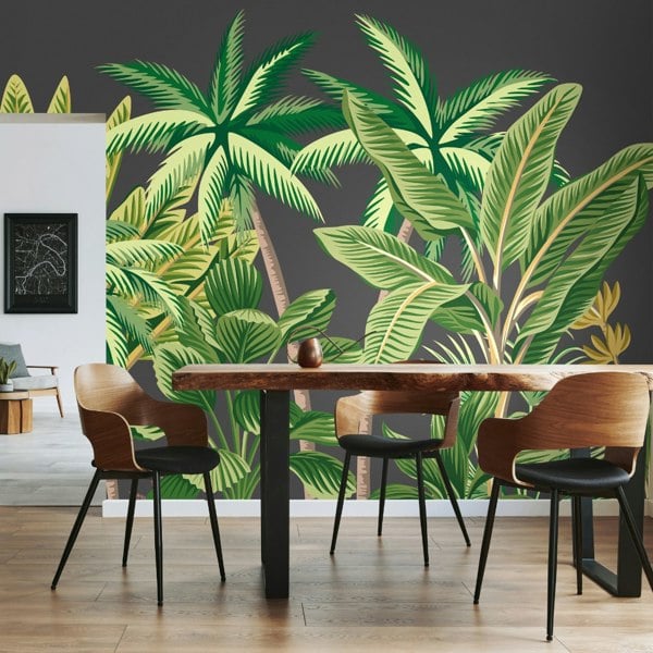 Origin Murals Tropical Palm Trees Wall Mural - Black