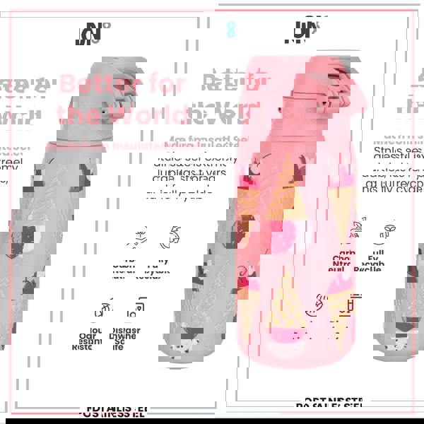 ION8 Leak Proof Thermal Steel Water Bottle, Insulated, Ice Creams, 320ml (11oz)