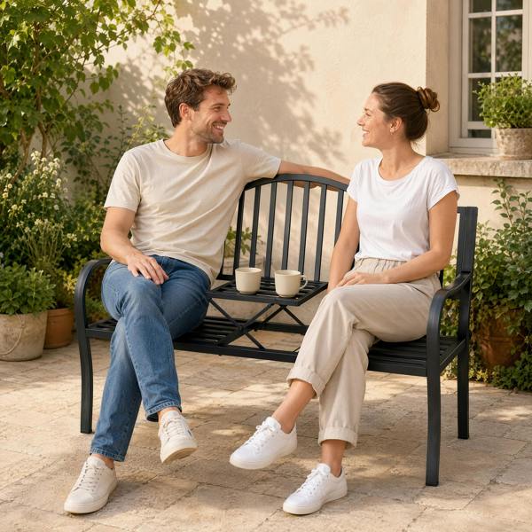 Garden Loveseat with Built-in Coffee Table