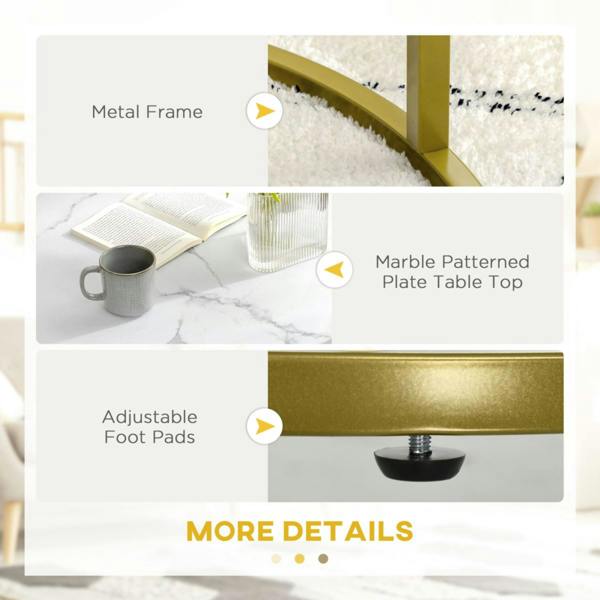 Dyzi Set of 2 Round Nesting Coffee Tables Marble Effect Metal Frame