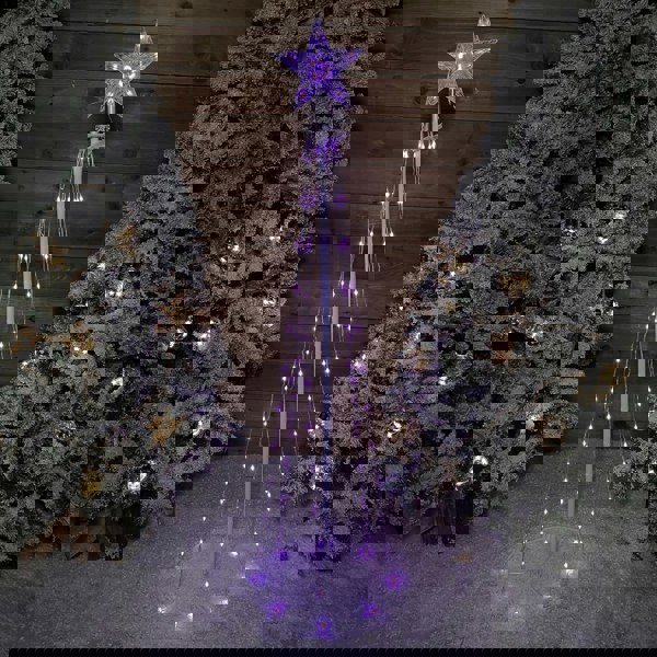 Samuel Alexander 150cm (5ft) White Metal Maypole Tree with 106 Rainbow LED Wire Lights and Remote