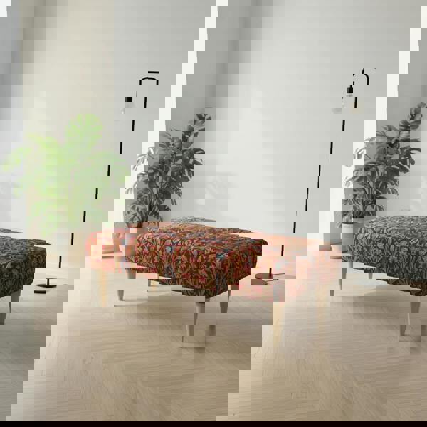 Modern lounge footstool with fixed seamless top and artistic painterly pattern