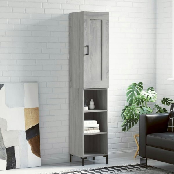 Berkfield Highboard Grey Sonoma 34.5x34x180 cm Engineered Wood
