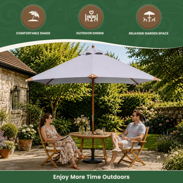 The Garden Marketplace 2m Premium Hardwood Garden Parasol Umbrella