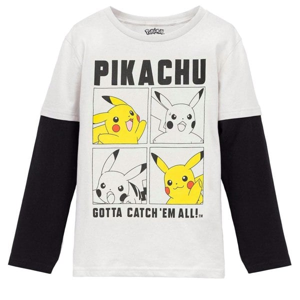 Pokemon Boys Pikachu Long-Sleeved Skater Top - Grey